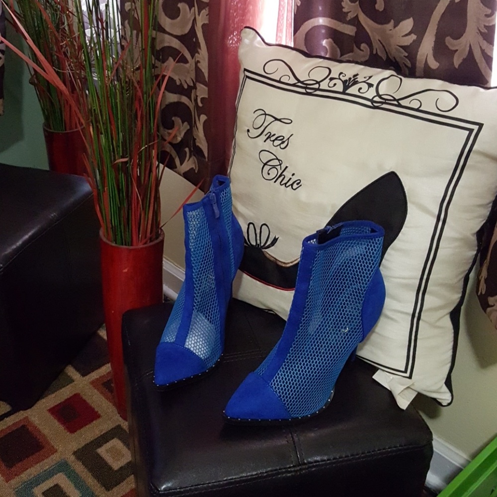 Blue studded bootie